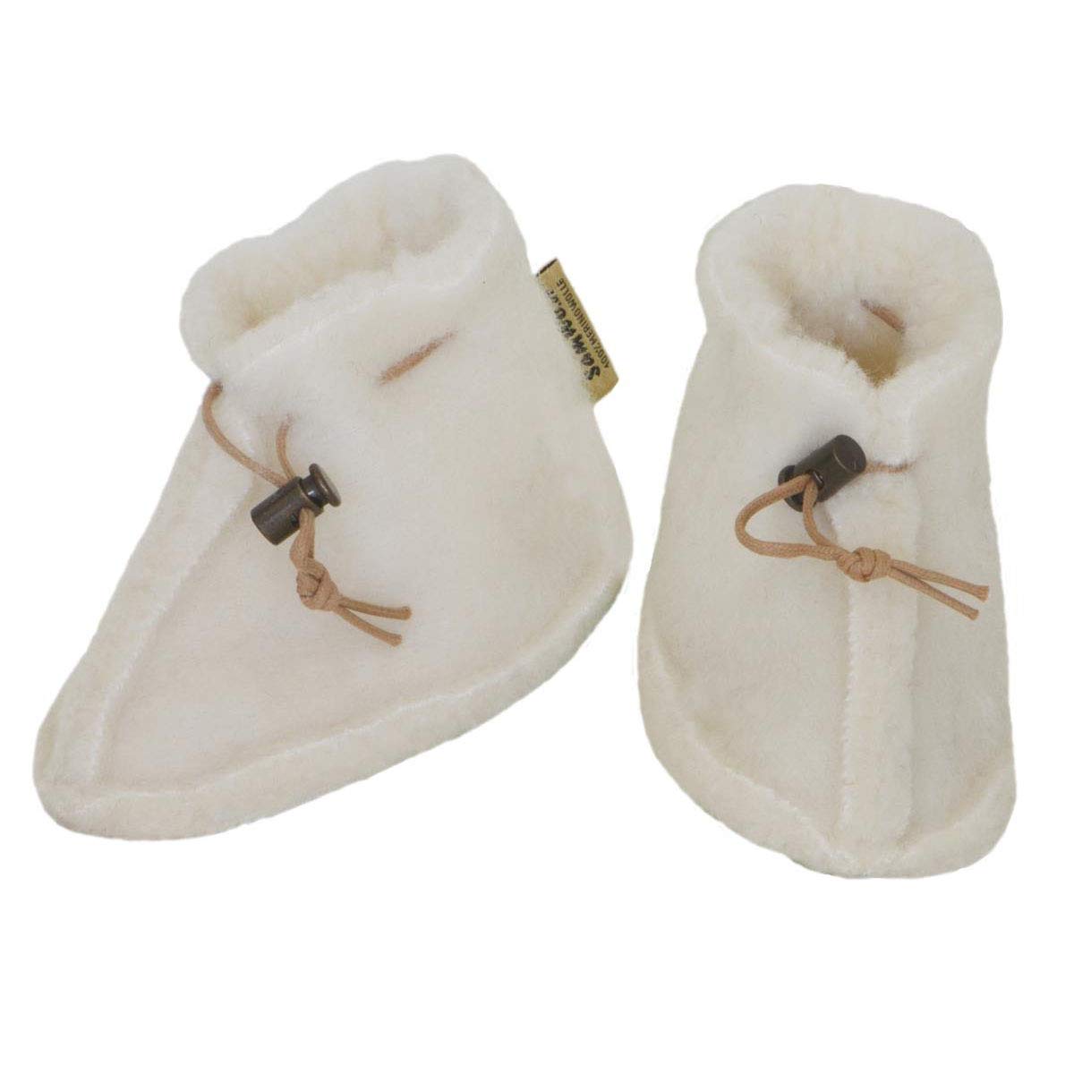 SamWo Babyshuh 100% natürliche Schafwolle, Schnellverschluss, 0-6 Monate